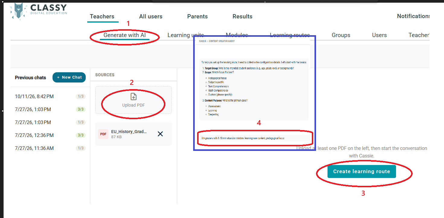 Generate with AI screen illustrated in the source guide